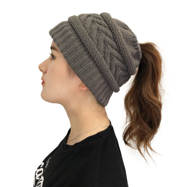 Gorro De Lana Tejido Para Chongo Color Gris Oscuro