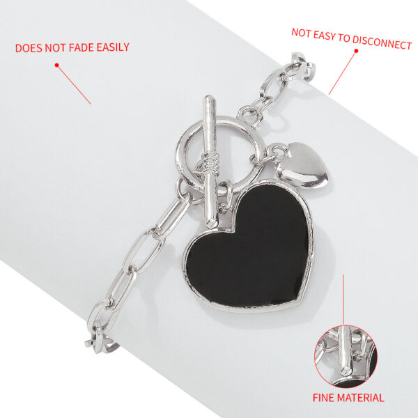 Pulsera Con Hebilla Y Corazón Negro ** - Imagen 7