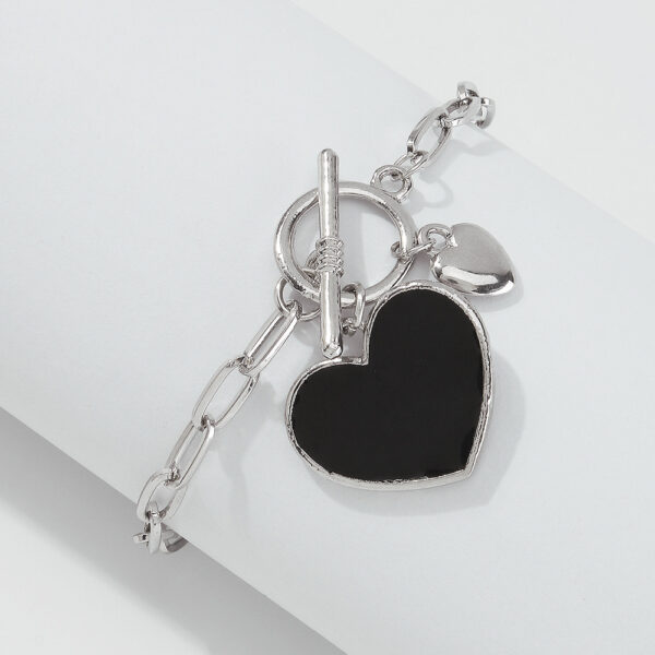 Pulsera Con Hebilla Y Corazón Negro ** - Imagen 5