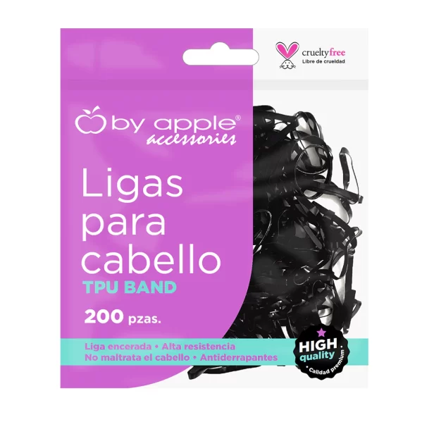 Bolsa de 200 ligas de látex para cabello Negra