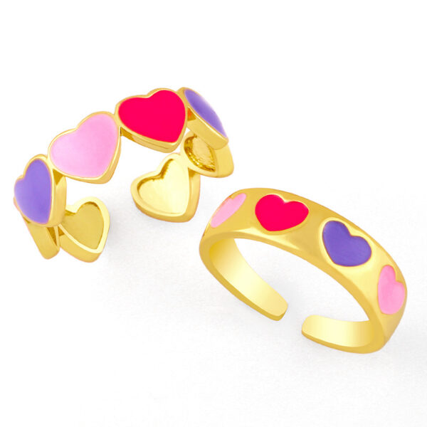 Anillo Love De Corazones Abierto De Cobre - Imagen 4