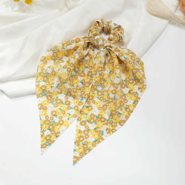 Scrunchie Con Coleta Plisada De Cola Larga Floral Amarillo **