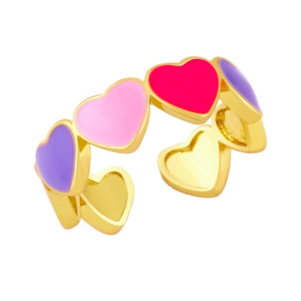 Anillo Love De Corazones Abierto De Cobre