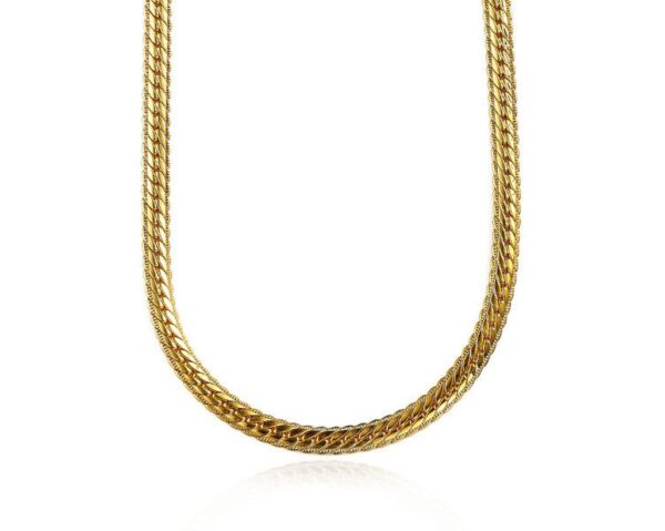 Collar Melián De Cadena Plana De Acero Titanio Chapado En Oro 18K - Imagen 5