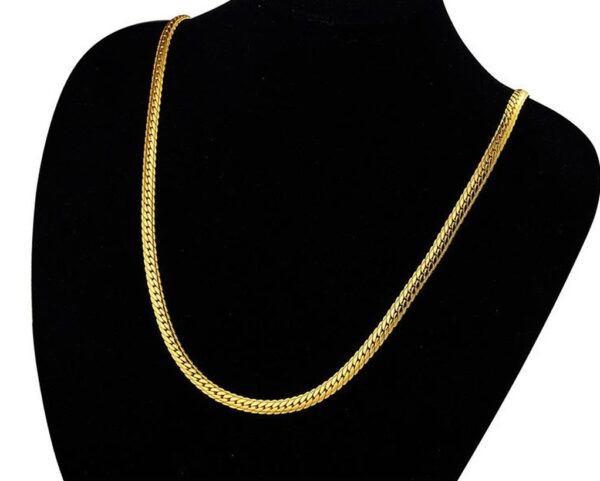 Collar Melián De Cadena Plana De Acero Titanio Chapado En Oro 18K