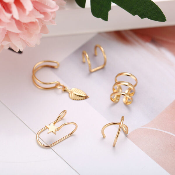 Juego De Aretes Tipo Percing Silver De Hoja° - Imagen 7