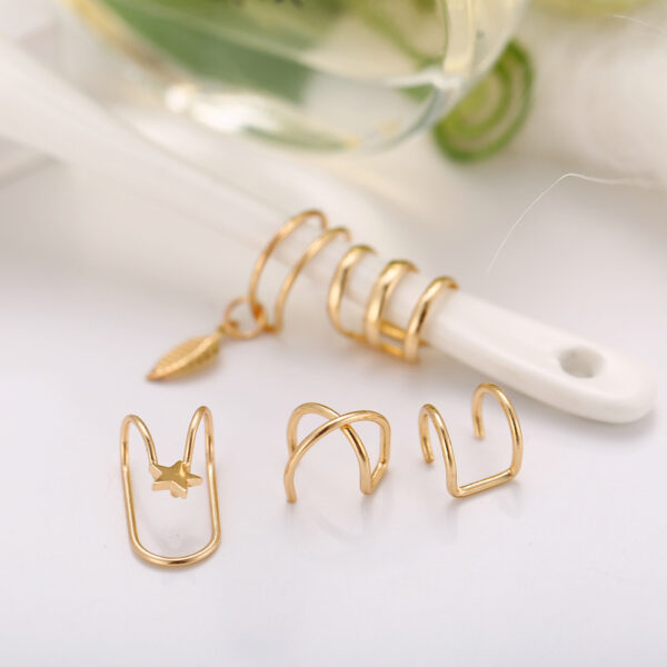 Juego De Aretes Tipo Percing Silver De Hoja° - Imagen 6