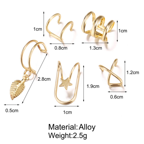 Juego De Aretes Tipo Percing Silver De Hoja° - Imagen 5