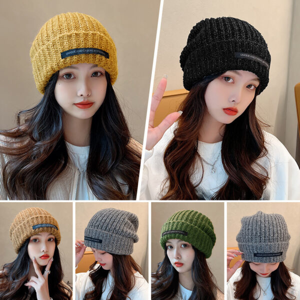 Gorro Tejido De Lana De Color Amarillo - Imagen 2