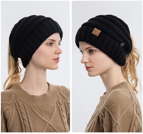 Gorro De Lana De Punto Color Beige - Imagen 2