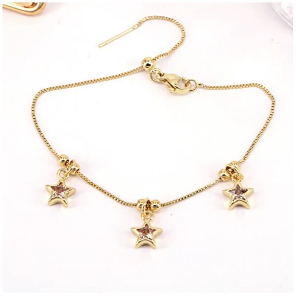 Pulsera MELIÁN Estrellas Rosa Chapado En Oro **