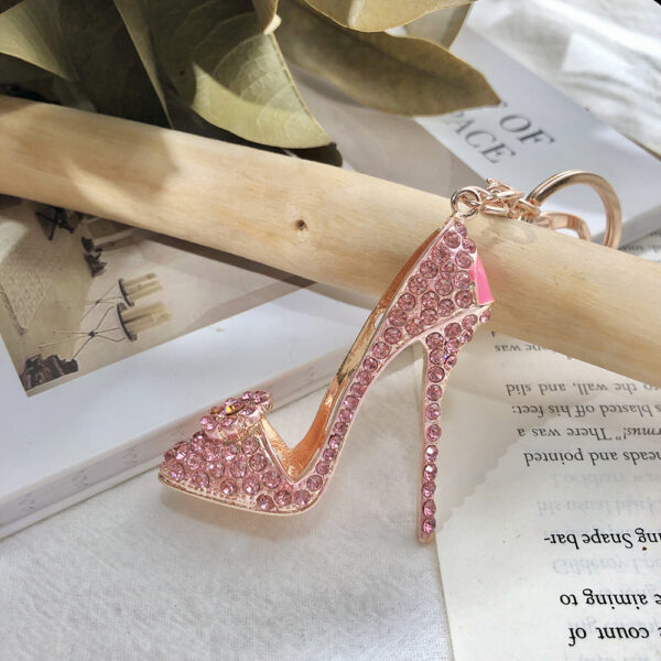 Llavero De Zapato Con Tacon Y Piedras Rosas