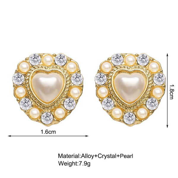 Aretes Dorado De Forma De Corazón Con Perlas° - Imagen 4
