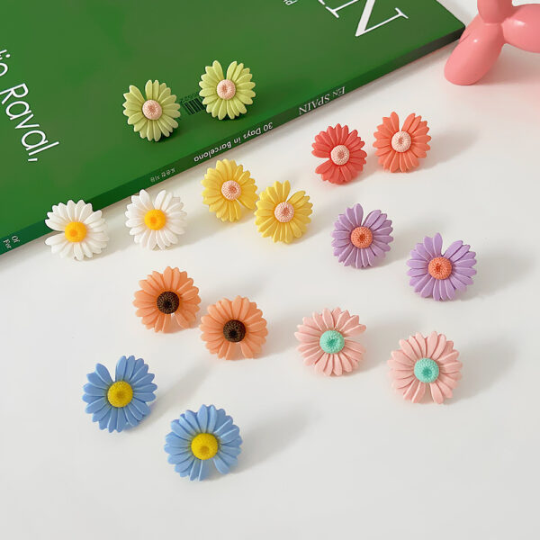 Aretes De Flor Margarita Amarilla° - Imagen 7