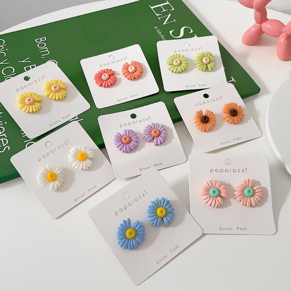 Aretes De Flor Margarita Amarilla° - Imagen 4