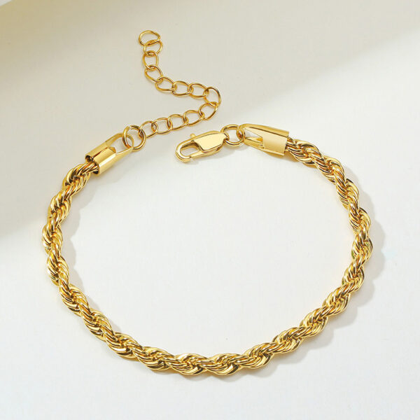Pulsera Dorada Trenzada En Acero Inoxidable Chapado
