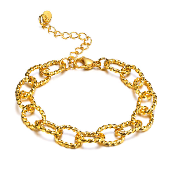 Pulsera Anillos Gold Acero Onoxidable Chapado En Oro - Imagen 6
