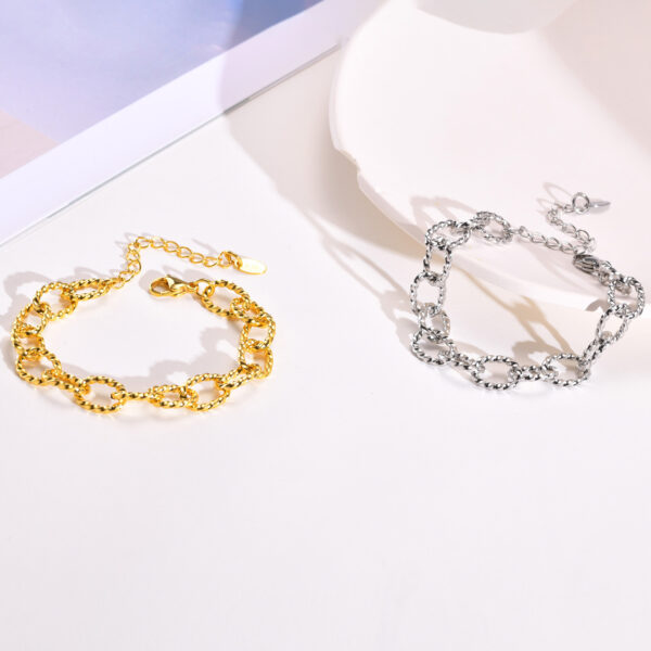 Pulsera Anillos Gold Acero Onoxidable Chapado En Oro - Imagen 4