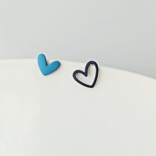 Aretes De Corazón Azul