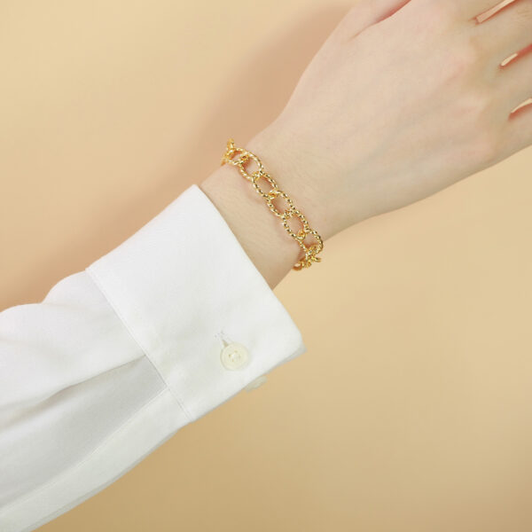 Pulsera Anillos Gold Acero Onoxidable Chapado En Oro - Imagen 3
