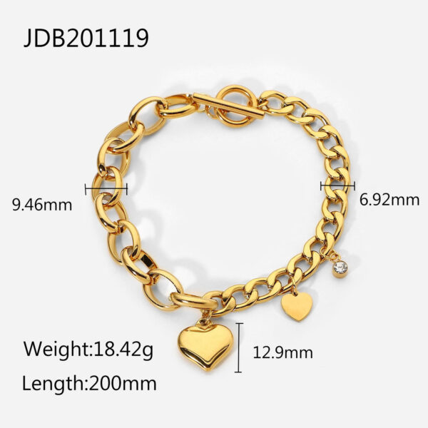 Pulsera De Hebilla Con Corazón De Acero Titanio Chapado - Imagen 6