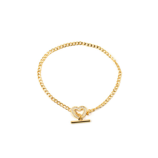 Pulsera Heart De Laton Baño De Oro 18K - Imagen 5