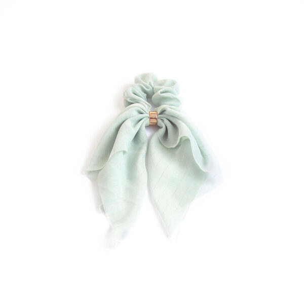 Scrunchie Con Coleta Lineas Con Hebilla Color Menta