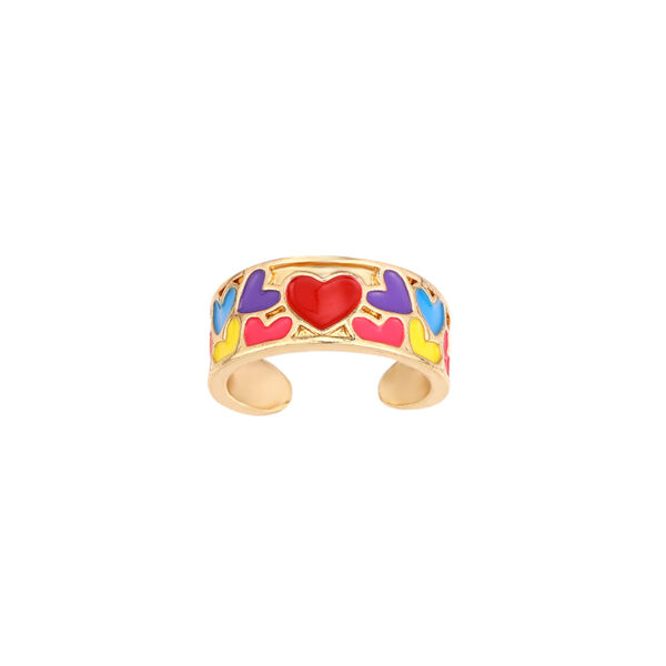 Anillo Abierto De Corazón Rojo Y Colores