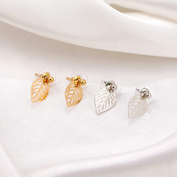 Aretes De Hoja Dorada - Imagen 2