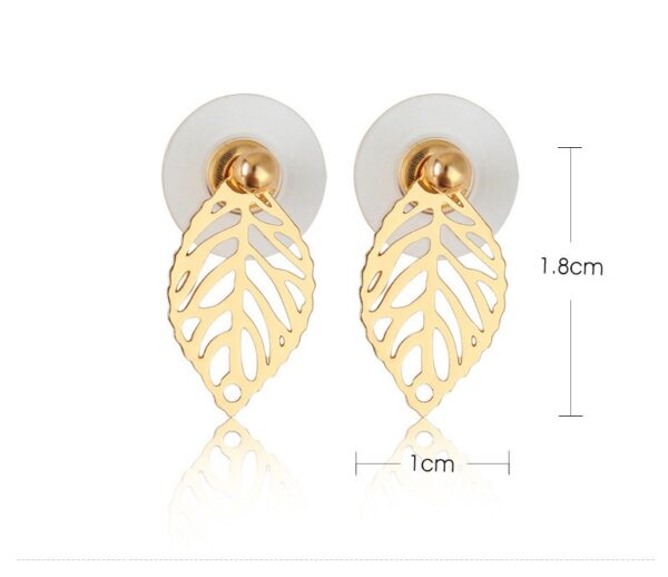 Aretes De Hoja Dorada - Imagen 4