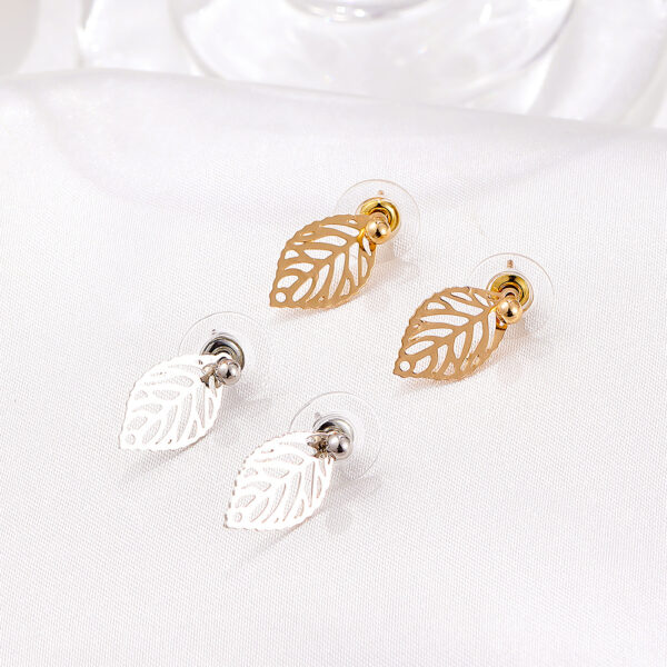 Aretes De Hoja Dorada - Imagen 3
