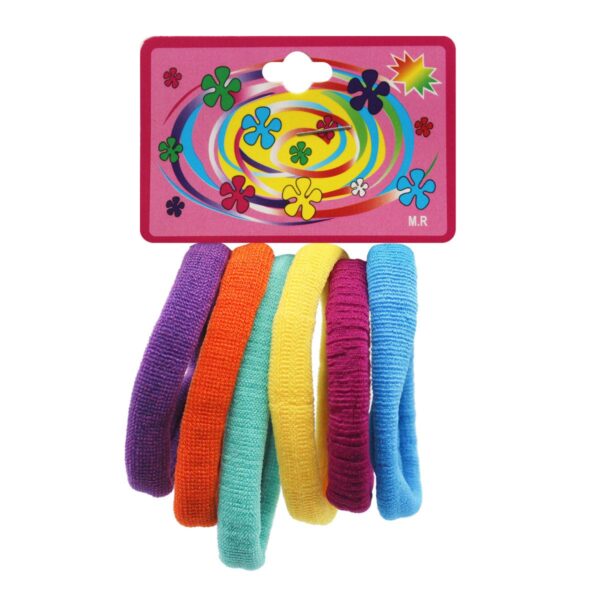 Liga De Licra para cabello en cartón con 6 pz grande, fiesta, 6 cm.
