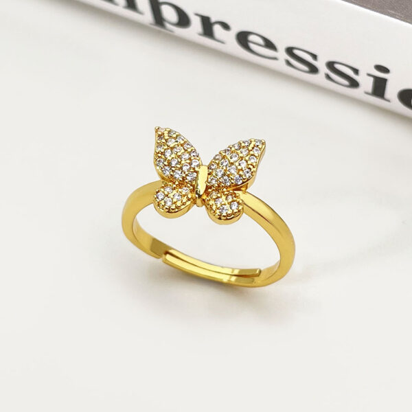 Anillo De Mariposa Laton Con Baño De Oro De 18K