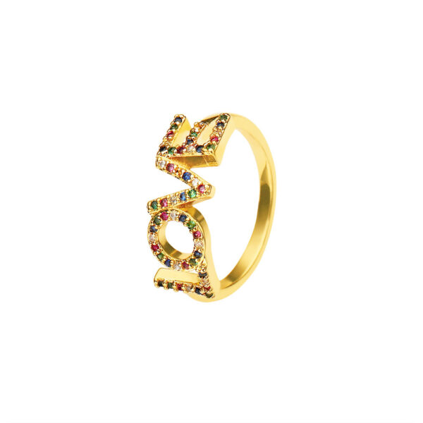 Anillo LOVE #7 Laton Con Baño De Oro De 18K - Imagen 4