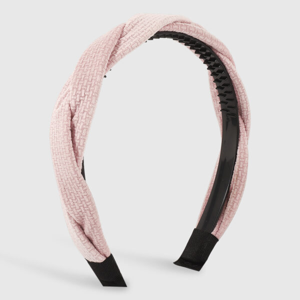 Diadema De Tela Trenzada Rosa