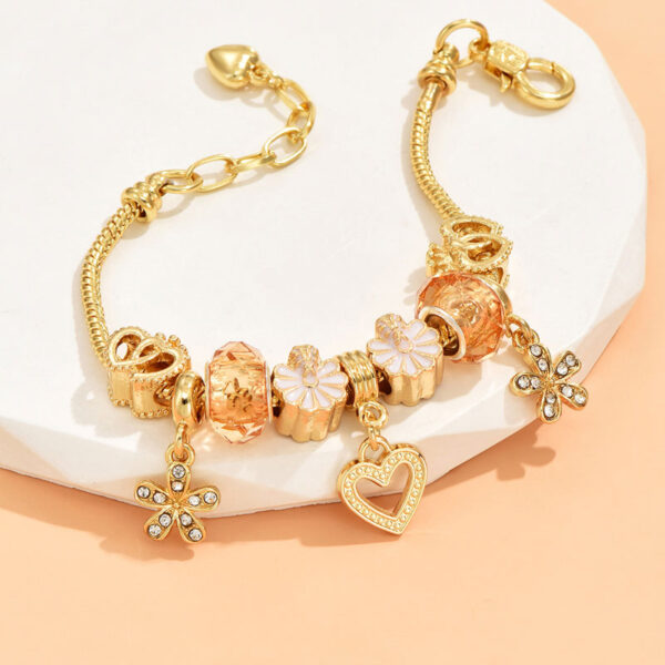 Pulsera Elegante De Corazón Y Flor
