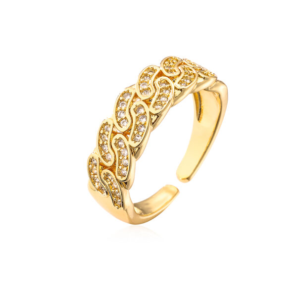 Anillo Hojas Chapado En Oro - Imagen 5