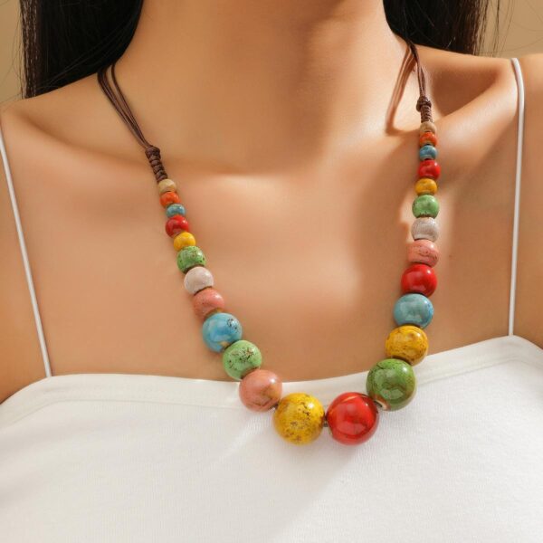 Collar Estilo Étnico Piedras De Colores