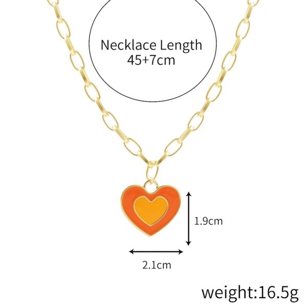 Collar Con Colgante De Corazón Naranja - Imagen 3