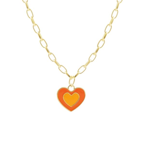 Collar Con Colgante De Corazón Naranja