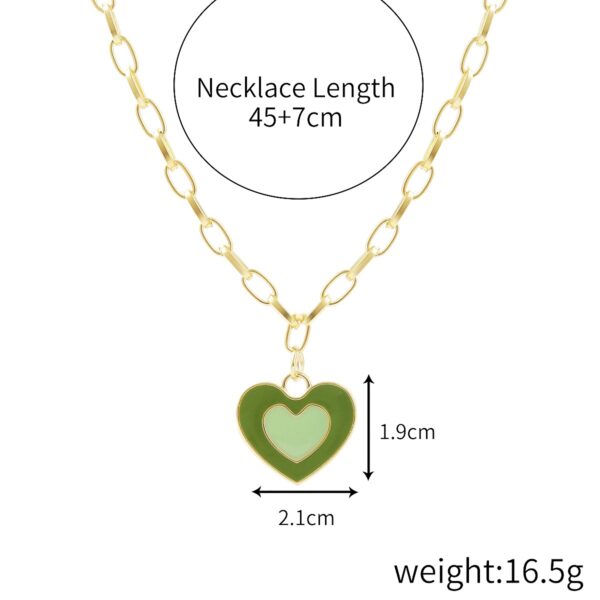 Collar Con Colgante De Corazón Verde - Imagen 3