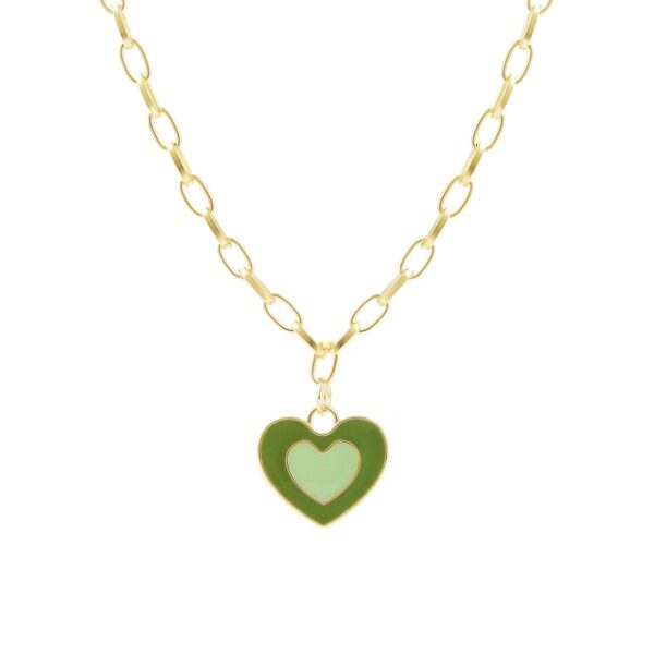 Collar Con Colgante De Corazón Verde