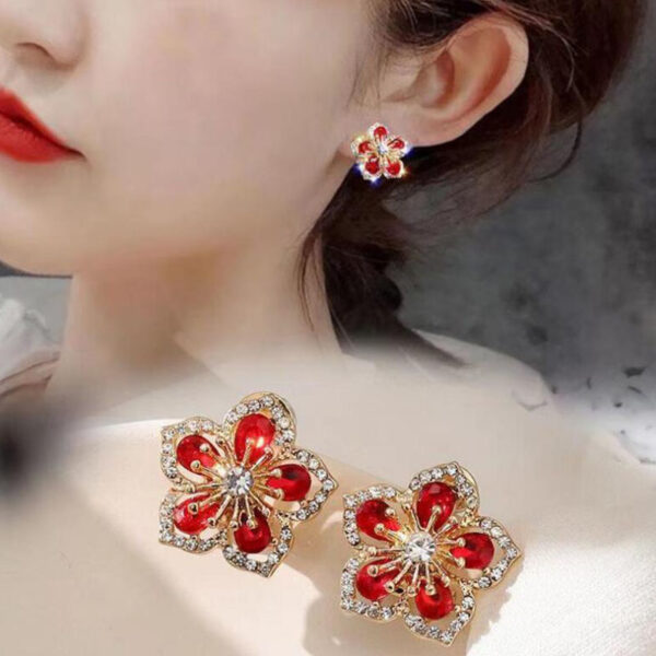 Aretes De Flor Roja - Imagen 2