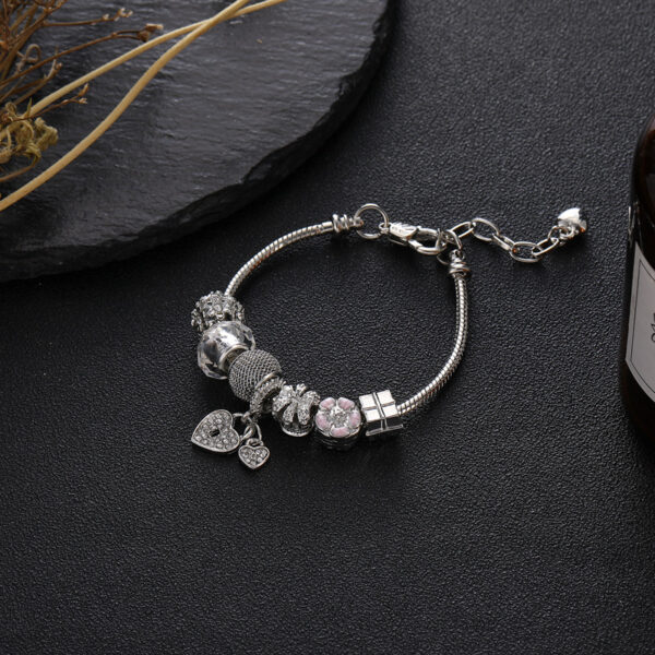 Pulsera Plateada Tipo Pandora Con Corazón