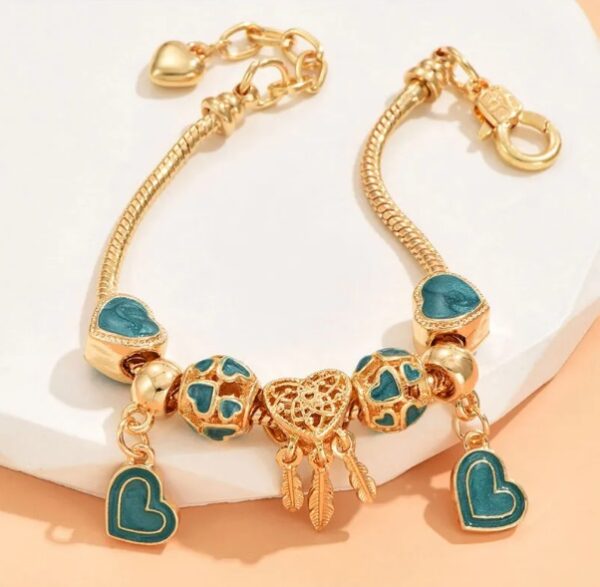 Pulsera Atrapasueños Forma De Corazón Verde - Imagen 4