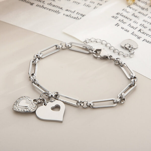 Pulsera Plata En Forma De Corazón Acero Titanio Enchapado