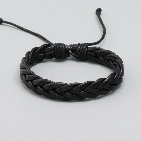 Pulsera Trenzada De Cuero Sintético Negra - Imagen 3