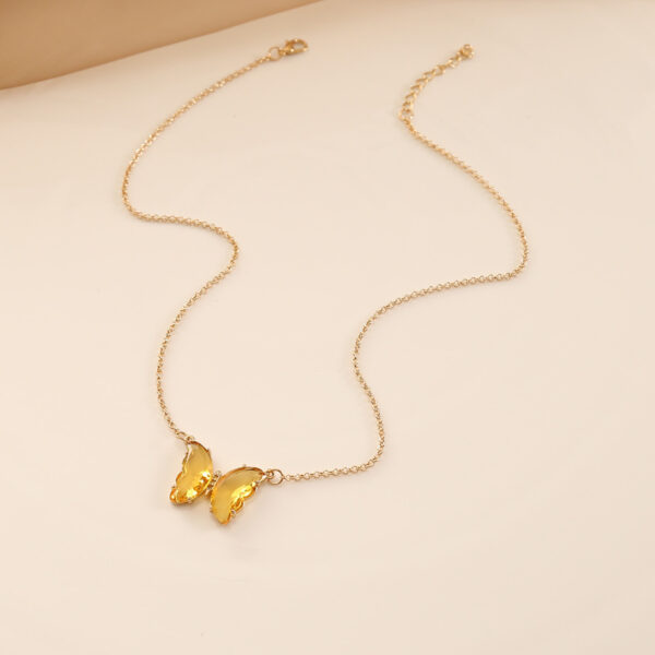 Collar De Mariposa De Cristal De Color Amarillo