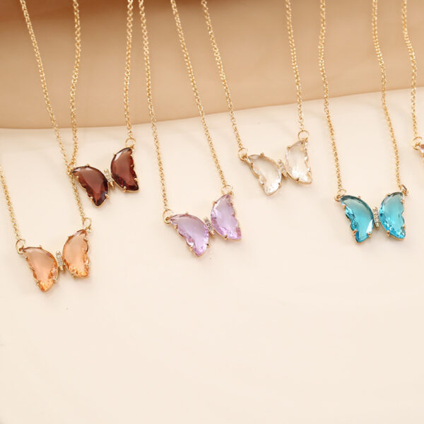 Collar De Mariposa De Cristal De Color Amarillo - Imagen 4