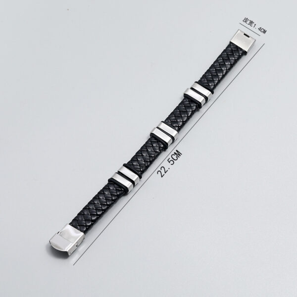 Pulsera Tejida De Cuero Y Acero Inoxidable - Imagen 5